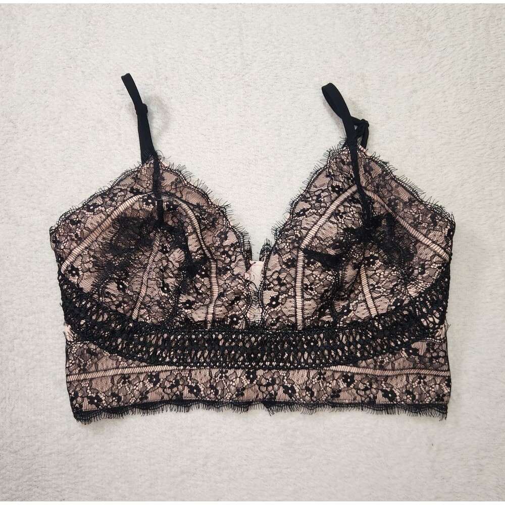 Nicholas Black Lace Bustier Top US 6 Zip Closure Adjustable Straps